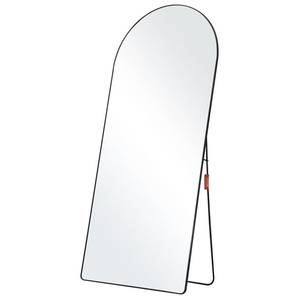VEVOR Arched Full Length Mirror, 71'' X 32'', Large Free Standing Leaning Hanging Wall Mounted Floor Mirror With Stand Aluminum Alloy Frame, Full Body Dressing Mirror For Living Room Bedroom, Black_maomaolike.com