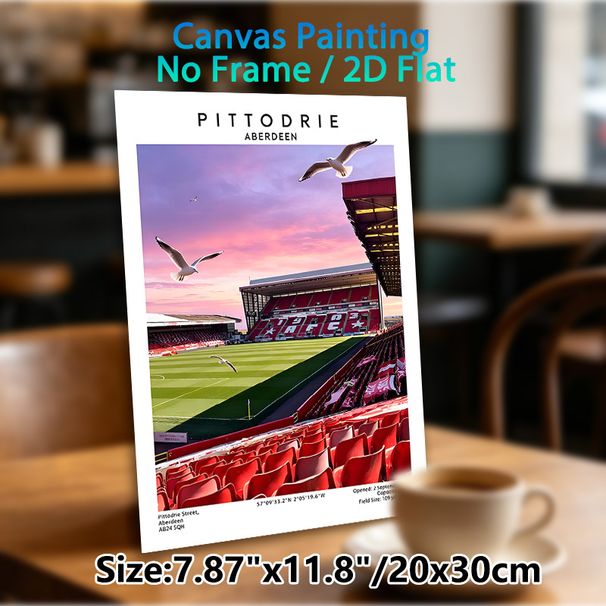 Pittodrie Stadium Painting Poster, Vibrant Sunset Soccer Stadium With Seagulls Poster, Features Authentic Venue Details, Ideal For Home, Game Room And_maomaolike.com
