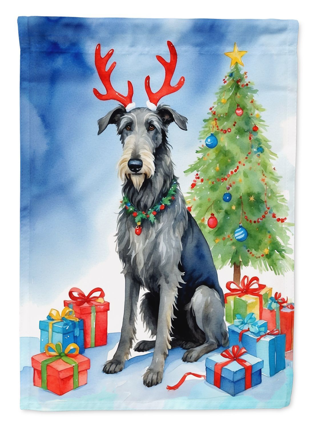 Scottish Deerhound Christmas Reindeer Garden Flag Mailbox Flag Decorative Yard Flag Banner Outside Patio Artwork Yard Flower Beds, Garden Size, Multicolor_maomaolike.com