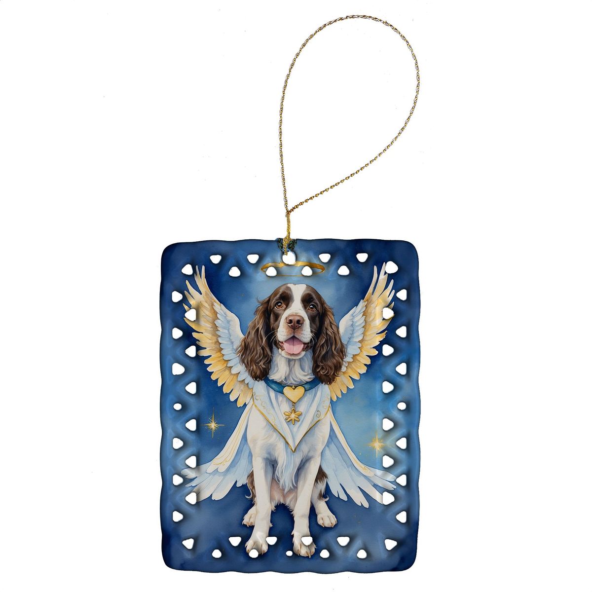 English Springer Spaniel My Angel Porcelain Ornament Christmas Tree Hanging Decorations For Home Christmas Holiday, Rectangle, Gift, Multicolor_maomaolike.com