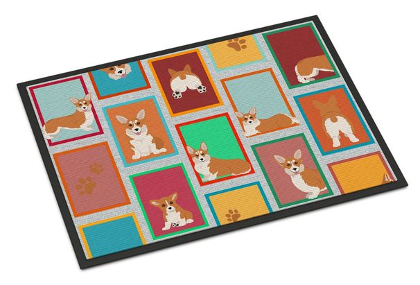 Lots Of Red And White Pembroke Corgi Doormat Front Door Mat Indoor Outdoor Rugs For Entryway, Non Slip Washable Low Pile, 24H X 36W_maomaolike.com