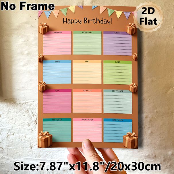 Birthday Tracker Painting Poster, Cheerful Color-coded Monthly Birthday Record Poster, Functional Design To Log Birthday Dates, Suitable For Home And_maomaolike.com