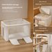 Foldable Cotton Linen Storage Box With Steel Support, Stackable Closet Organizer Container With Transparent Window For Clothes, Bedding, Quilts_maomaolike.com