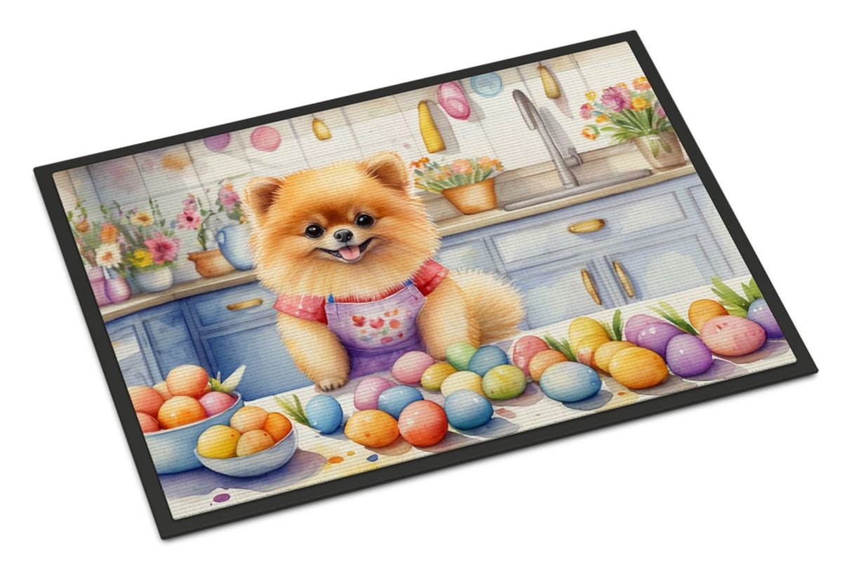 Decorating Easter Pomeranian Doormat Front Door Mat Indoor Outdoor Rugs For Entryway, Non Slip Washable Low Pile, 24H X 36W_maomaolike.com