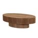 Modern Handcraft Drum Coffee Table Length 43.7 Inch Ellipse Coffee Table For Living Room,Oval Small Coffee Table With Sturdy Pedestal_maomaolike.com