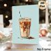 Iced Coffee Painting Poster, Vibrant Artistic Poster, Stylized Creamy Iced Coffee In Glass With Striped Straw And Cocoa Dust Design, Adds Cozy Warm_maomaolike.com