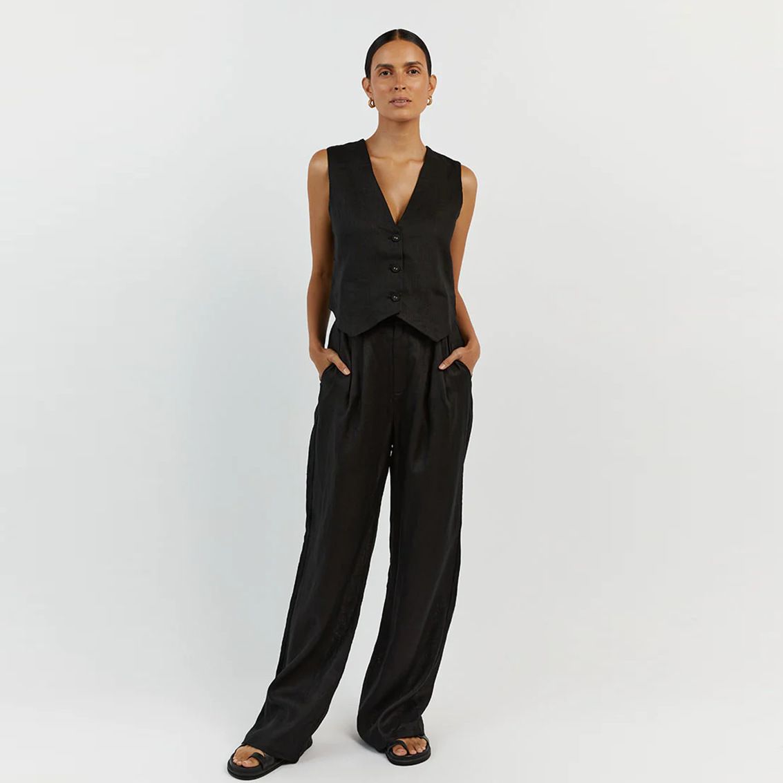 Women's Clothing Summer New Cotton And Linen Sleeveless Vest Vest Trousers Two Piece Suit Female Casual Fashion Suit_maomaolike.com