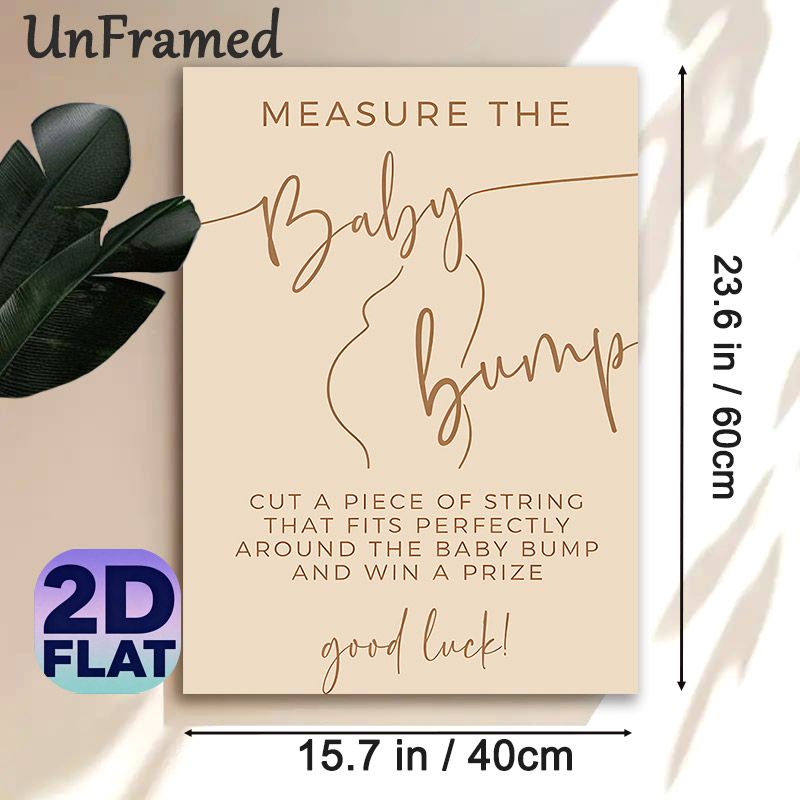 Baby Bump Measuring Game Painting Poster, Minimalist Warm Neutral Line Art Poster, Fun Interactive Game Decor, Suitable For Baby Shower Parties_maomaolike.com