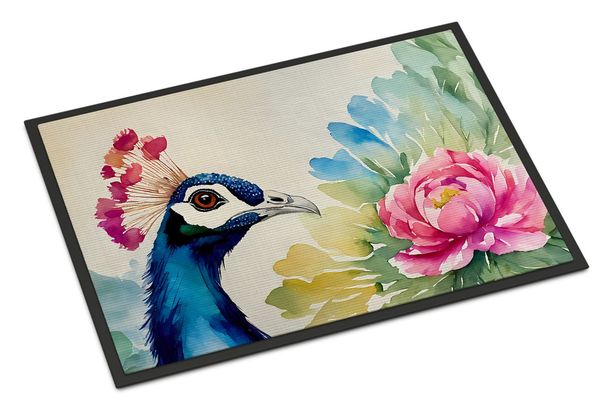 Peacock Doormat Front Door Mat Indoor Outdoor Rugs For Entryway, Non Slip Washable Low Pile, 24H X 36W_maomaolike.com