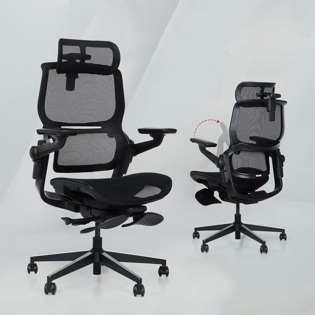 Ergonomic Office High Back Desk Chair With Integrated Ergonomic Backrest With 3D Headrest 6D Flip-up Armrest 136°Tilting Retractable Footrest Mesh Computer Chair_maomaolike.com