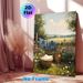 Rustic Countryside Laundry Scene Painting Poster, Warm-toned Impressionist-style Poster, Cozy Pastoral Design With Sunlit Yard, Denim Jackets_maomaolike.com