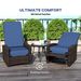 Outdoor Wicker Swivel Recliner Chair, Lifting Footrest, 360° Rotating Basic, Water-resistant Cushions, Dark Blue_maomaolike.com