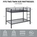 Metal Bunk Bed Twin Over Twin, Low Profile Bunk Bed Frame WithBuilt-in Ladder, High Guardrail And Metal Slats, Space-Saving Twin Size Bed Frame For Kids Teens, No Box Spring Required, Black_maomaolike.com