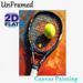 Tennis Themed Painting Poster, Bold Impasto-style Tennis Racket & Ball Poster, Vibrant Sports-themed Decor Ideal For Game Rooms, Sports Clubs And_maomaolike.com