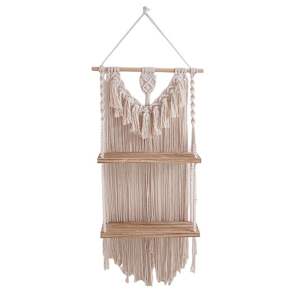 Bohemian Vintage Tapestry Storage Rack Handwoven Bedside Shelf Homestay Hotel Living Room Wall Decoration_maomaolike.com