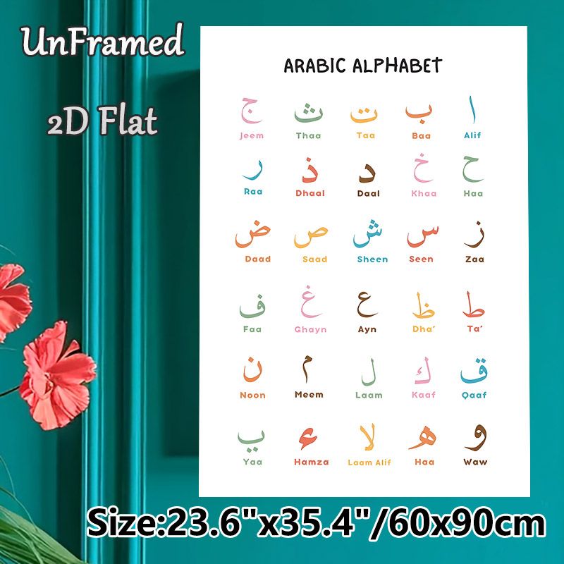 Arabic Alphabet Painting Poster, Soft-colored Clear Arabic Letter Chart Poster, Practical For Arabic Language Learning, Ideal For Study Spaces And_maomaolike.com