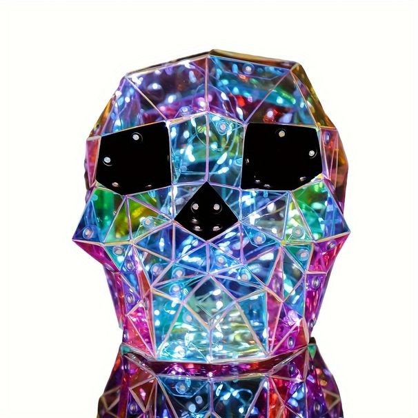 Prism Rainbow Colors Horror Skull, Prism Skull LED Lights, Fun Colored Glowing Lights Halloween Interior Decorations_maomaolike.com