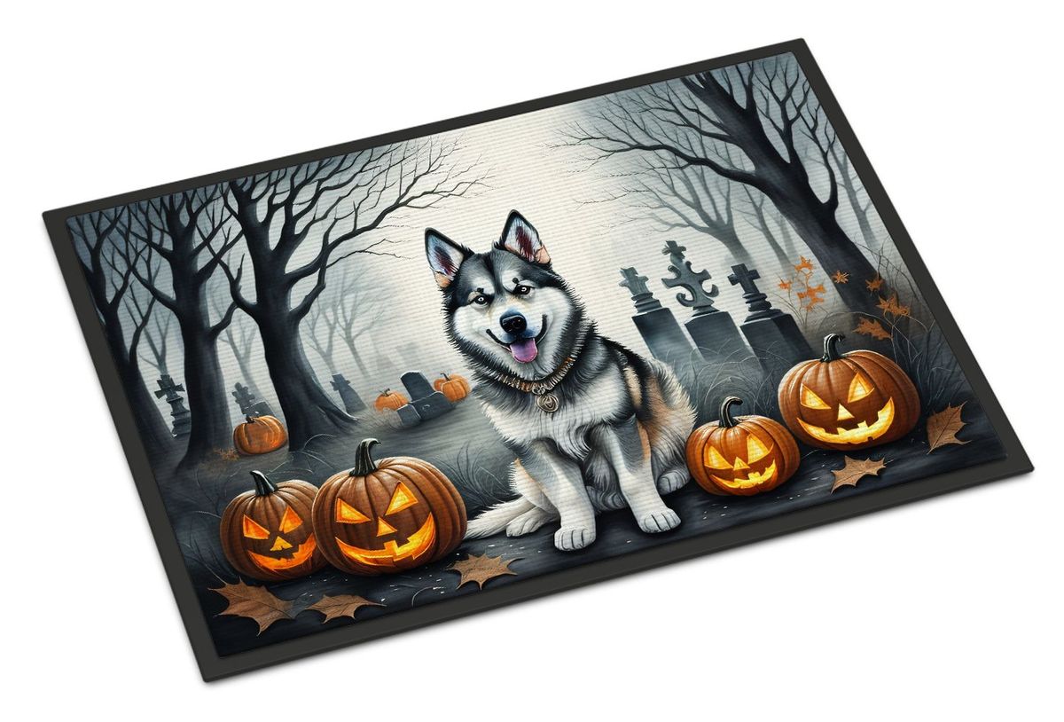 Alaskan Malamute Spooky Halloween Doormat Front Door Mat Indoor Outdoor Rugs For Entryway, Non Slip Washable Low Pile, 24H X 36W_maomaolike.com