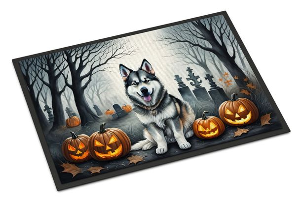 Alaskan Malamute Spooky Halloween Doormat Front Door Mat Indoor Outdoor Rugs For Entryway, Non Slip Washable Low Pile, 24H X 36W_maomaolike.com