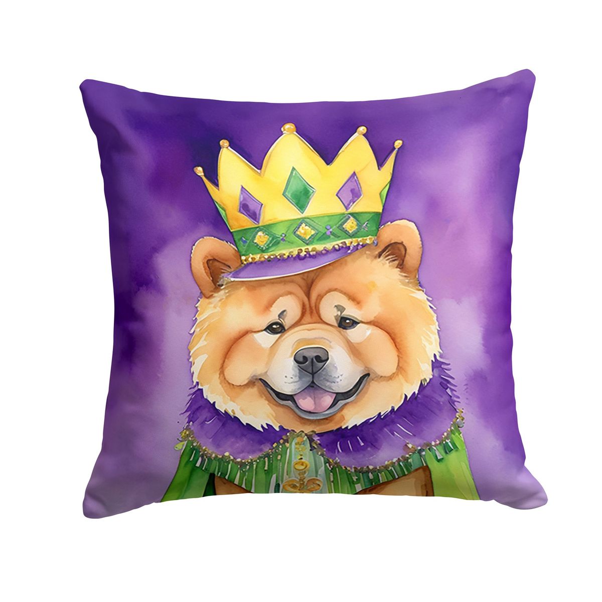 Chow Chow King Of Mardi Gras Throw Pillow Machine Washable, Indoor Outdoor Decorative Pillow For Couch, Bed Or Patio, 18Hx18W_maomaolike.com