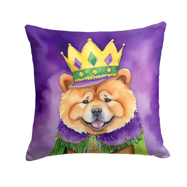 Chow Chow King Of Mardi Gras Throw Pillow Machine Washable, Indoor Outdoor Decorative Pillow For Couch, Bed Or Patio, 18Hx18W_maomaolike.com