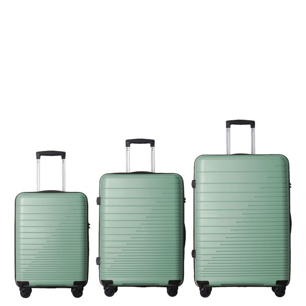 Luggage Set 3 Piece, PP Hardshell Carry On Suitcase With Spinner Wheels & TSA Lock, Lightweight Suitcases For Business, Trip, (20"/24"/28"), Green_maomaolike.com