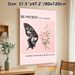 Butterfly & Floral Themed Inspirational Painting Poster, Soft Pink-toned Half Butterfly Silhouette With Blooming Flowers Poster, Gentle Motivational_maomaolike.com