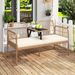 2-Seat PE Rattan Outdoor Loveseat With Built-in Coffee Table And Soft Cushions For Patios, Porches, Backyards, Etc_maomaolike.com