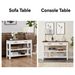 Retro Design Console Table With Two Open Shelves, Pine Solid Wood Frame And Legs For Living Room_maomaolike.com