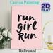 Run Girl Run Motivational Painting Poster, Minimalist Handwritten Typography Poster, Inspirational Text Decor Ideal For Home Gym, Bedroom And Living_maomaolike.com