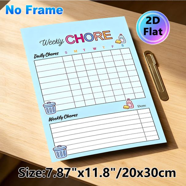 Weekly Chore Chart Painting Poster, Colorful Cartoon-style Chore Planner Poster, Functional Tracker To Organize Daily & Weekly Household Tasks For_maomaolike.com