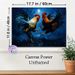 Rooster Fighting Painting Poster, Bold Impasto-style Confronting Roosters Under Moonlight Poster, Striking Artistic Decor Suitable For Living Room_maomaolike.com