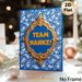 Team Nanke Themed Painting Poster, Luxury Golden Ornate Framed Blue Paisley Patterned Poster, Vibrant Typography Design Ideal For Office & Team_maomaolike.com