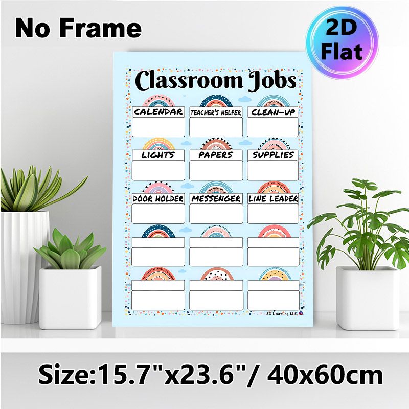 Classroom Jobs Painting Poster, Pastel Boho Rainbow Style Poster, Neatly Organizes Classroom Task Assignments, Ideal For Classroom_maomaolike.com