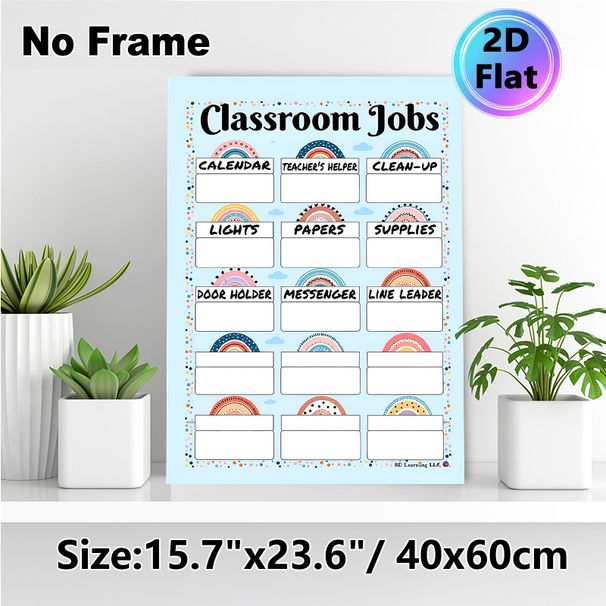 Classroom Jobs Painting Poster, Pastel Boho Rainbow Style Poster, Neatly Organizes Classroom Task Assignments, Ideal For Classroom_maomaolike.com