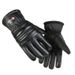 Warm gloves men's fleece thickened PU leather gloves fashion classic open smile gloves outdoor riding windproof and coldproof_maomaolike.com