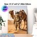 Desert Explorer Cat With Camel Painting Poster, Whimsical Realistic Desert Scene Poster, Unique Anthropomorphic Artwork Ideal For Home And Office_maomaolike.com