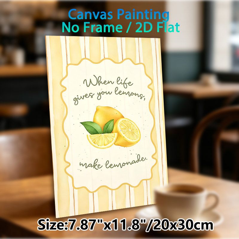 Lemon Themed Inspirational Quote Painting Poster, Soft Watercolor Lemon & Typography Poster, Warm Uplifting Decor Piece Suitable For Kitchen, Dining_maomaolike.com