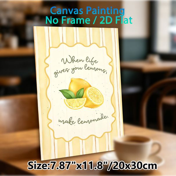 Lemon Themed Inspirational Quote Painting Poster, Soft Watercolor Lemon & Typography Poster, Warm Uplifting Decor Piece Suitable For Kitchen, Dining_maomaolike.com