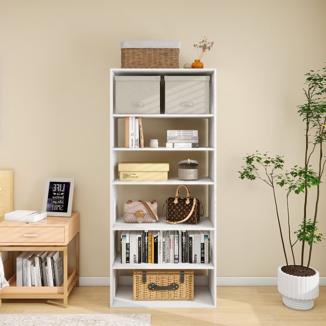 70.2"H Livelylodge Wooden Modular Closet System :Closet Organizer Modern Open Wardrobe Closet System For Bedroom&Coatroom White Finish For All Ages_maomaolike.com