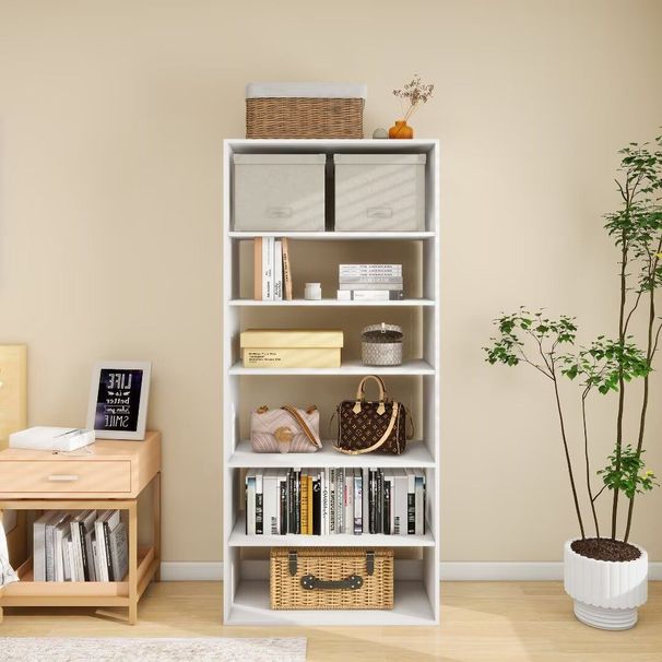 70.2"H Livelylodge Wooden Modular Closet System :Closet Organizer Modern Open Wardrobe Closet System For Bedroom&Coatroom White Finish For All Ages_maomaolike.com