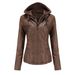 Hooded leather jacket two-piece set can remove oversize leather jacket female PU washed leather_maomaolike.com