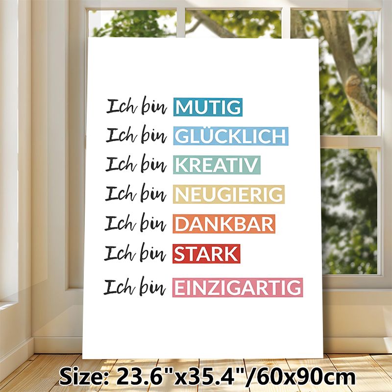 German Motivational Affirmation Painting Poster, Vibrant Color-blocked Typographic Poster, Uplifting Daily Motivational Reminder, Suitable For Home_maomaolike.com
