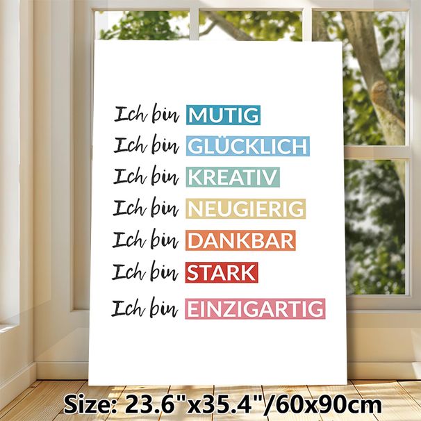German Motivational Affirmation Painting Poster, Vibrant Color-blocked Typographic Poster, Uplifting Daily Motivational Reminder, Suitable For Home_maomaolike.com