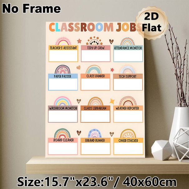 Classroom Jobs Painting Poster, Boho-style Pastel-colored Classroom Duty Chart Poster, Clear Job Slots For Organizing Class Responsibilities, Suitable_maomaolike.com