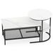 Coffee Table 2-Tier Rectangle Coffee Table And Side End Table With Storage Shelves_maomaolike.com