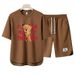 Men's Clothing 2024 Waffle Casual Summer Suit Men's Loose Teen Short sleeved T shirt Shorts Handsome Two piece Suit_maomaolike.com