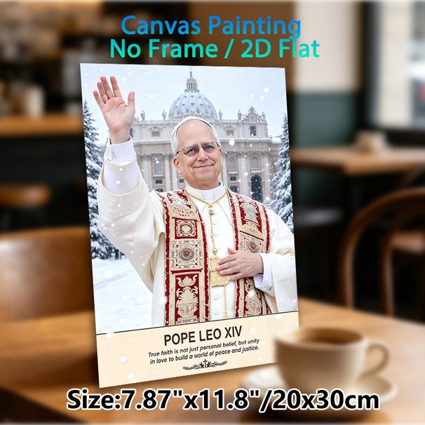 Pope Leo XIV Religious Painting Poster, Serene Warm-toned Snowy Vatican Scene Poster, Inspirational Faith-themed Decor Ideal For Home, Prayer Room_maomaolike.com