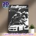 JDM Tuner Car Painting Poster, Monochrome Stylized Racing Car With Tour-themed Graphic Poster, Sleek Bold Automotive Design Ideal For Garage, Man Cave_maomaolike.com