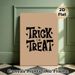 Halloween Trick Or Treat Painting Poster, Minimalist Retro Typographic Poster, Bold Black Text With Bat Accents On Warm Tone, Adds Festive Halloween_maomaolike.com